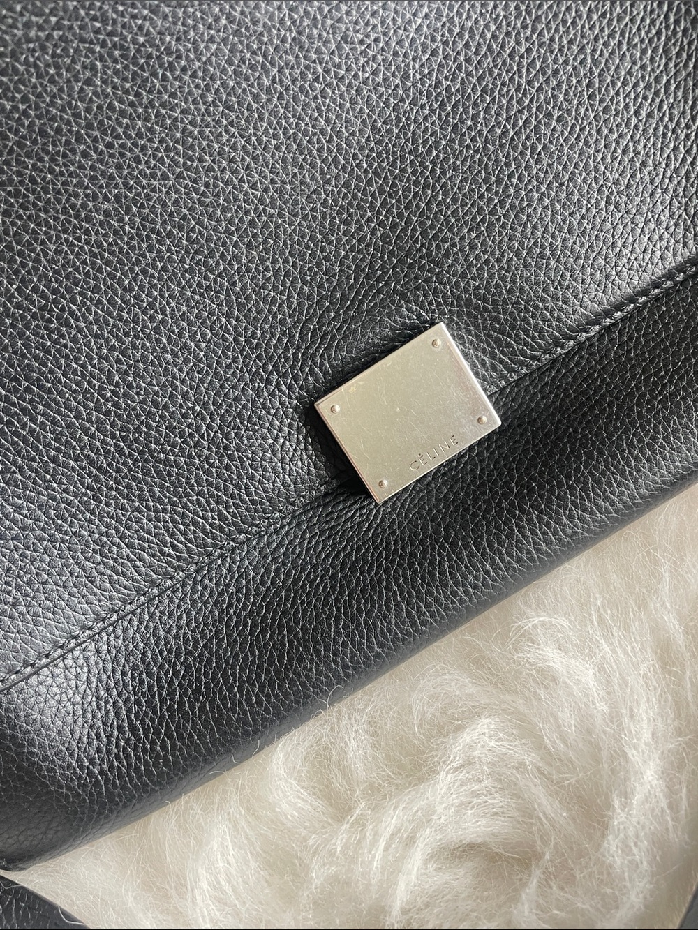 Celine Black Leather Top-Handle Satchel with Silver Hardware - Picture 2 of 11